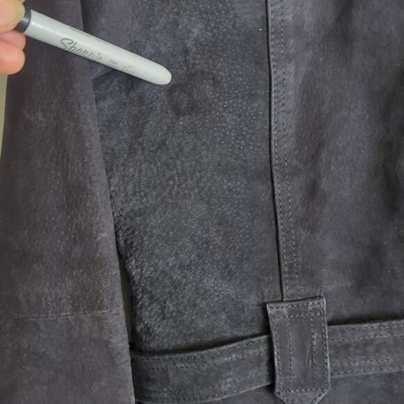 100% Genuine Leather Trench Style Lined Black Jacket Women's Size Large - Picture 10 of 13